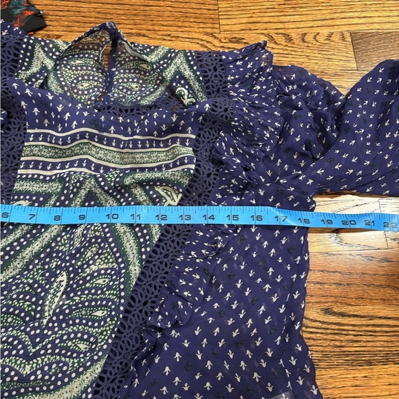 Sundance | Delamere Blouse Victorian Sheer Crochet Ruffle Blouse Purple Sz S - Picture 9 of 9